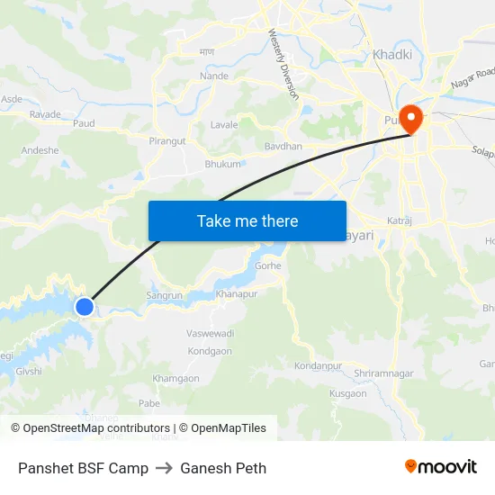 Panshet BSF Camp to Ganesh Peth map