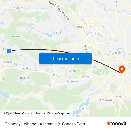 Chinmaya Vibhooti Ashram to Ganesh Peth map