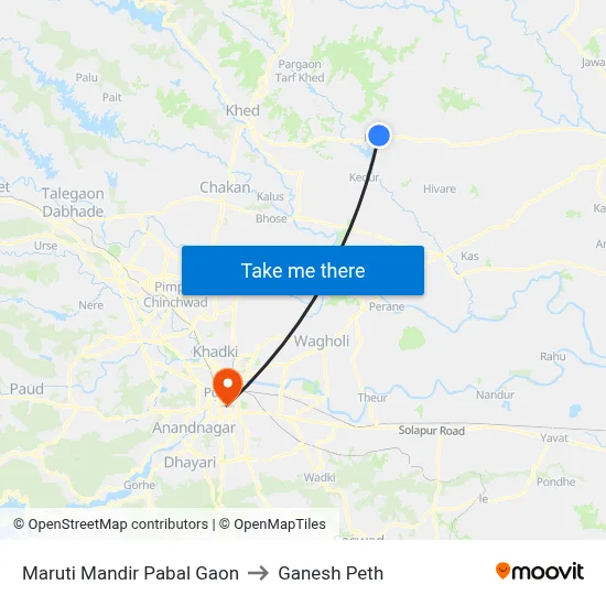 Maruti Mandir Pabal Gaon to Ganesh Peth map