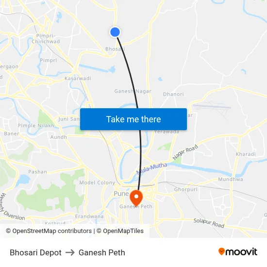Bhosari Depot to Ganesh Peth map