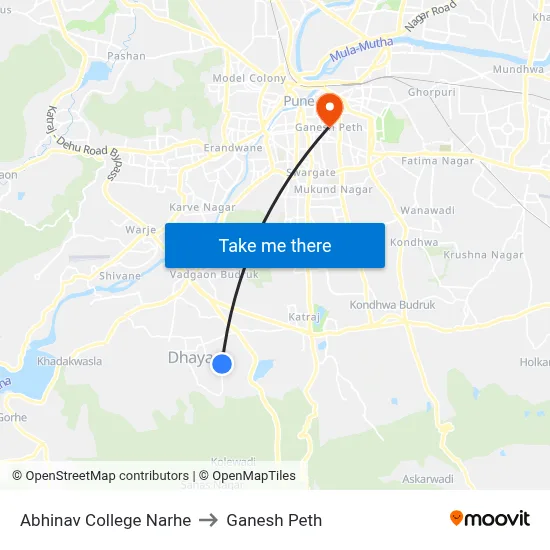 Abhinav College Narhe to Ganesh Peth map