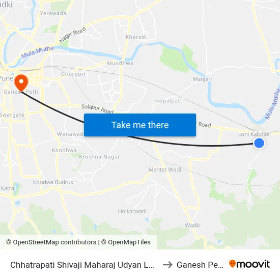 Chhatrapati Shivaji Maharaj Udyan Loni to Ganesh Peth map