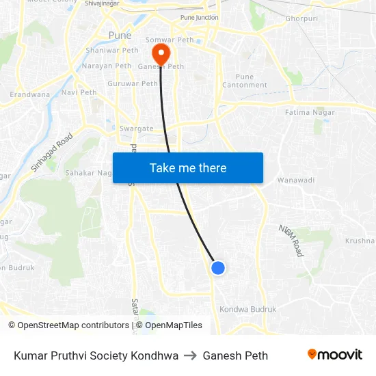 Kumar Pruthvi Society Kondhwa to Ganesh Peth map
