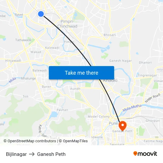 Bijlinagar to Ganesh Peth map