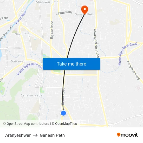 Aranyeshwar to Ganesh Peth map