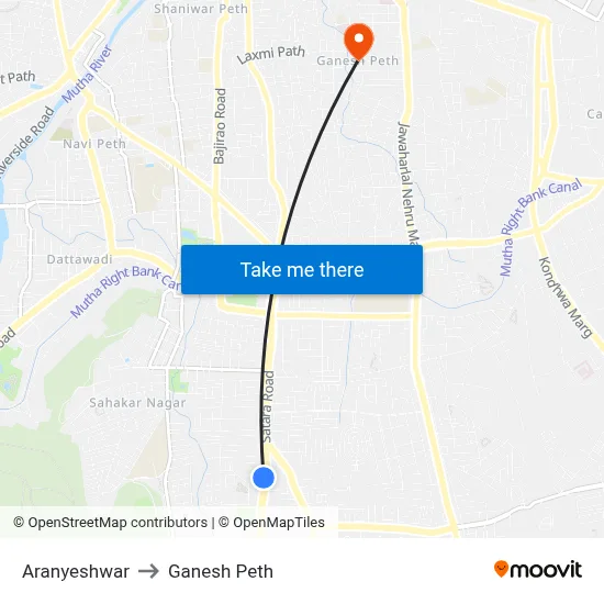 Aranyeshwar to Ganesh Peth map