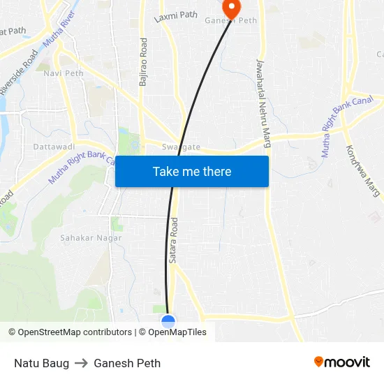 Natu Baug to Ganesh Peth map
