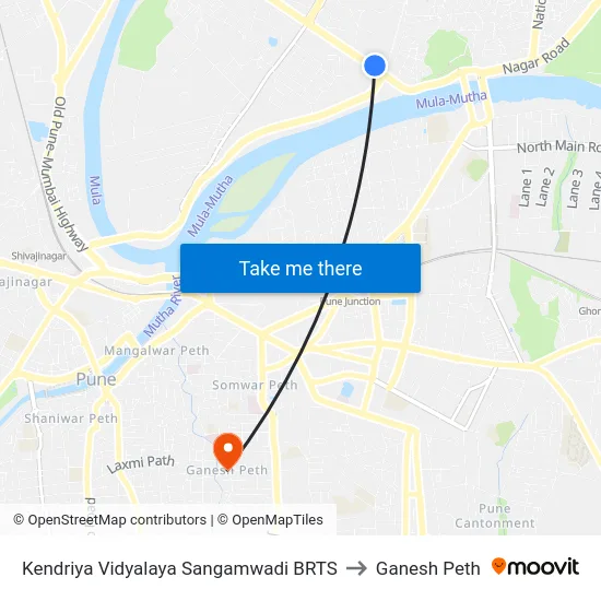 Kendriya Vidyalaya Sangamwadi BRTS to Ganesh Peth map