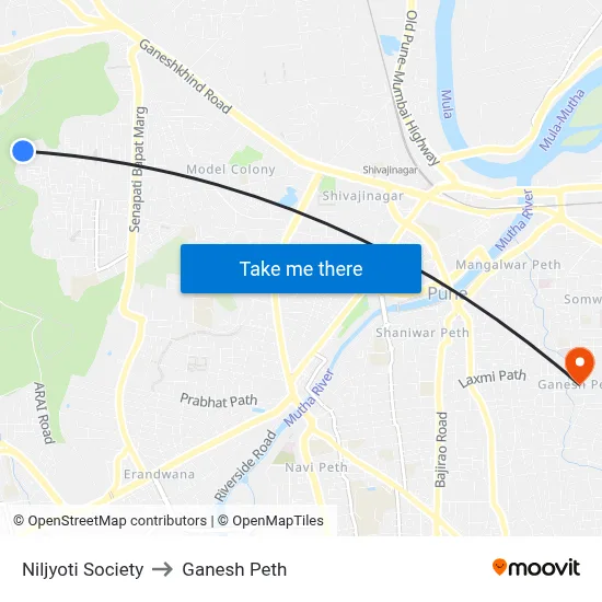Niljyoti Society to Ganesh Peth map