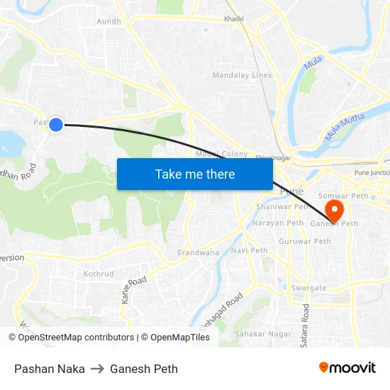 Pashan Naka to Ganesh Peth map