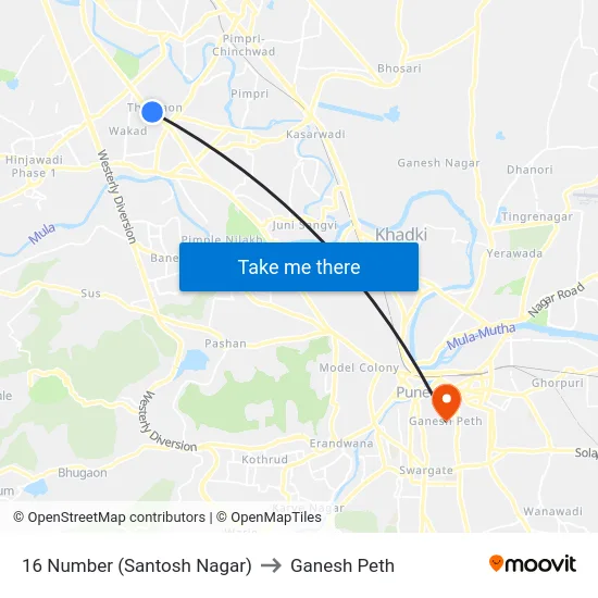 16 Number (Santosh Nagar) to Ganesh Peth map