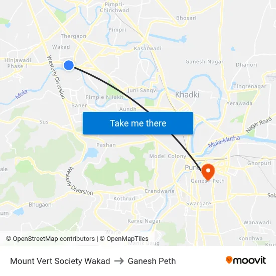 Mount Vert Society Wakad to Ganesh Peth map