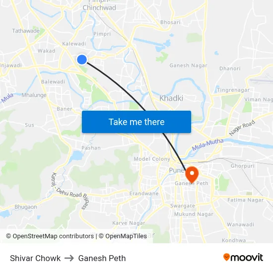 Shivar Chowk to Ganesh Peth map