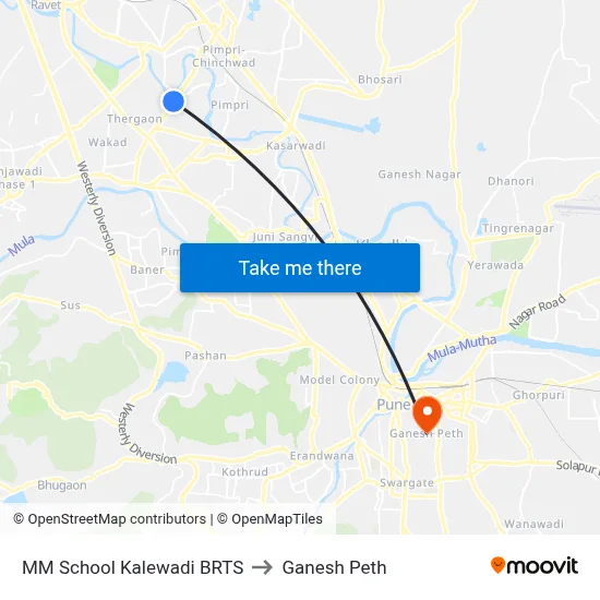 MM School Kalewadi BRTS to Ganesh Peth map