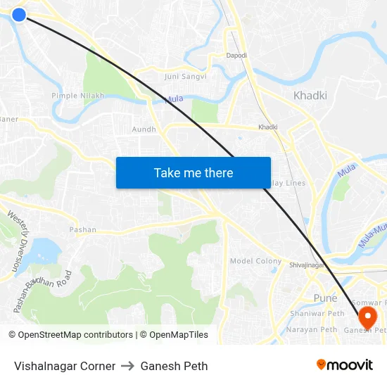 Vishalnagar Corner to Ganesh Peth map