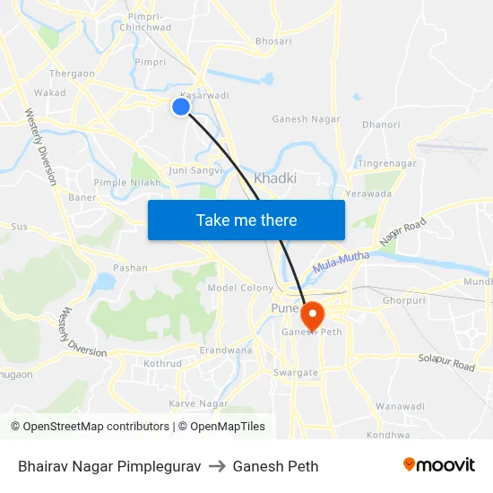 Bhairav Nagar Pimplegurav to Ganesh Peth map