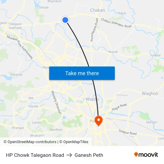 HP Chowk Talegaon Road to Ganesh Peth map