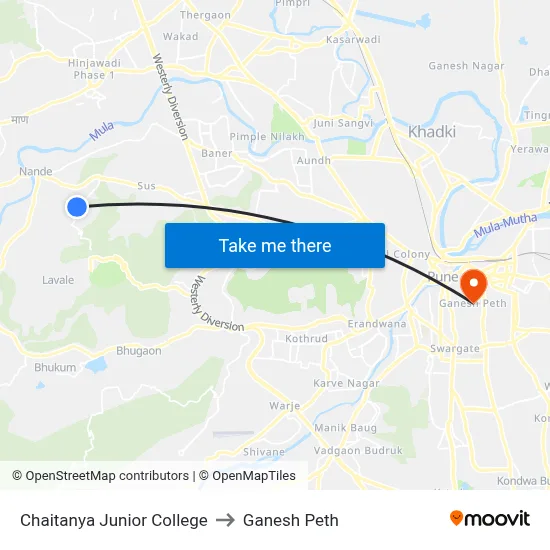 Chaitanya Junior College to Ganesh Peth map