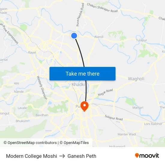 Modern College Moshi to Ganesh Peth map