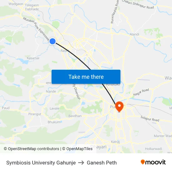 Symbiosis University Gahunje to Ganesh Peth map