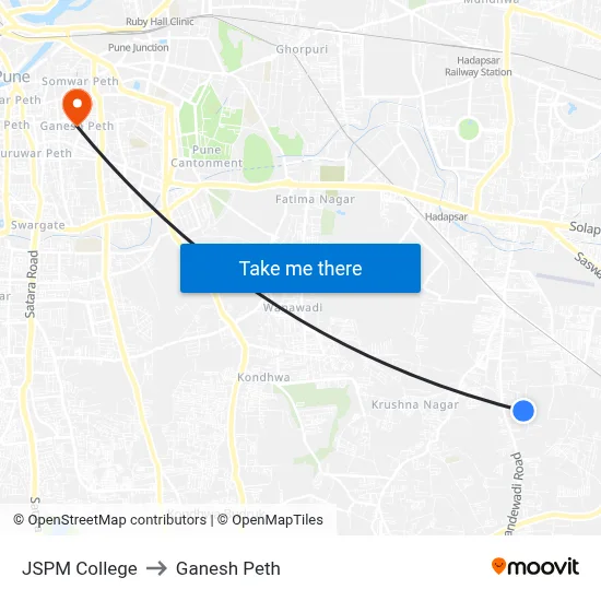 JSPM College to Ganesh Peth map
