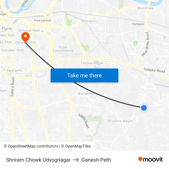 Shriram Chowk Udyognagar to Ganesh Peth map