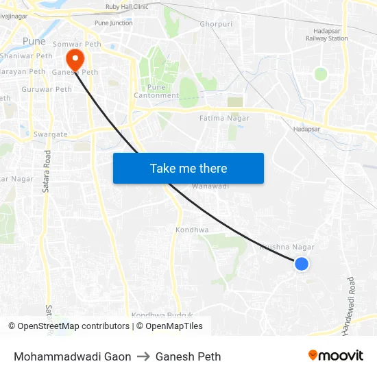 Mohammadwadi Gaon to Ganesh Peth map