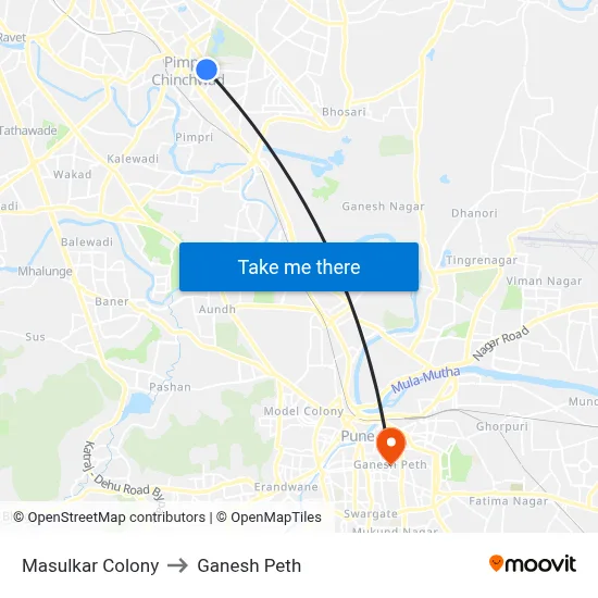 Masulkar Colony to Ganesh Peth map