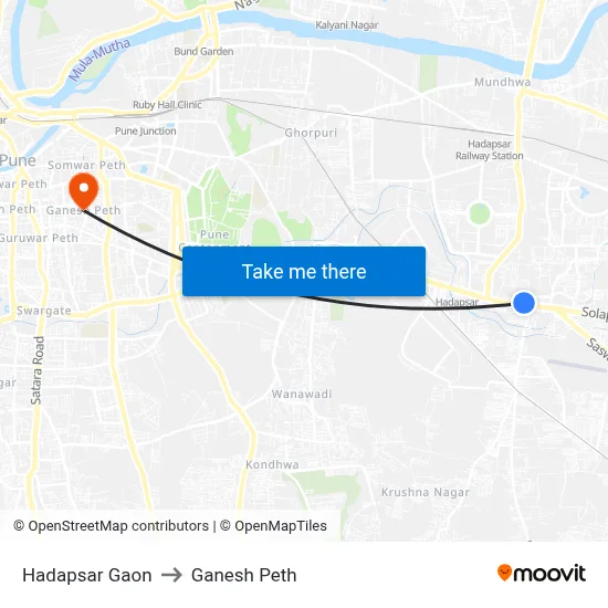 Hadapsar Gaon to Ganesh Peth map