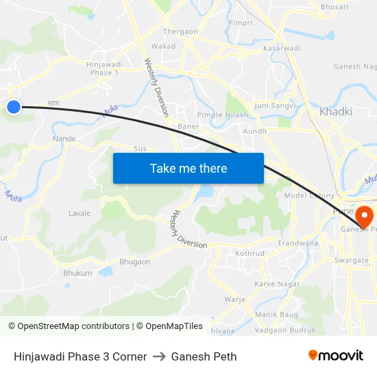 Hinjawadi Phase 3 Corner to Ganesh Peth map