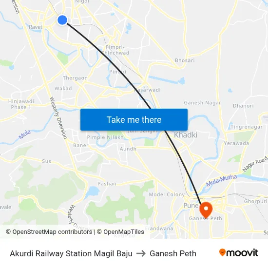 Akurdi Railway Station Magil Baju to Ganesh Peth map