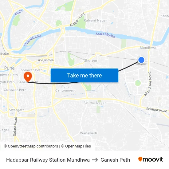 Hadapsar Railway Station Mundhwa to Ganesh Peth map
