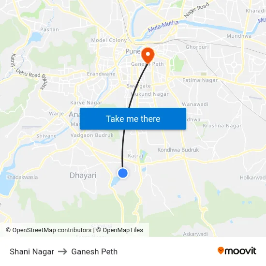 Shani Nagar to Ganesh Peth map