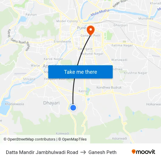 Datta Mandir Jambhulwadi Road to Ganesh Peth map