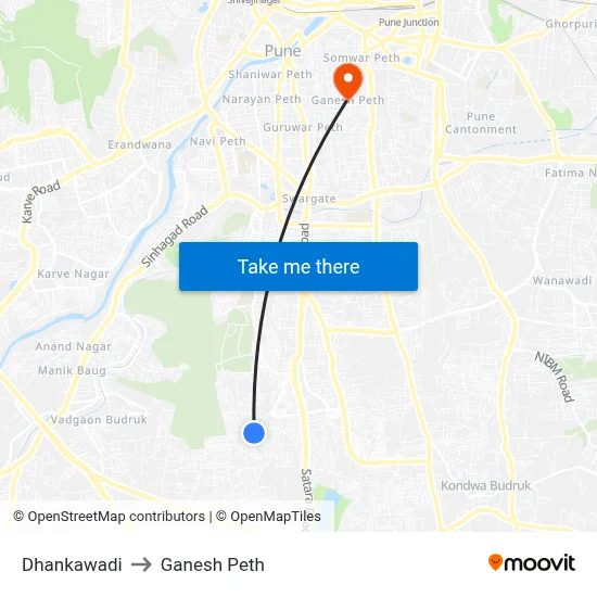 Dhankawadi to Ganesh Peth map