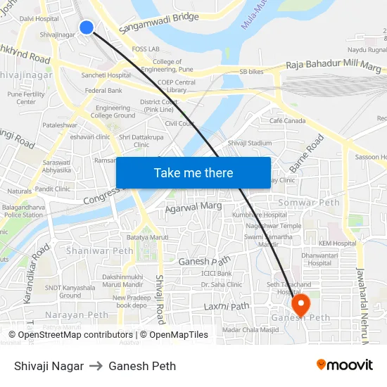 Shivaji Nagar to Ganesh Peth map