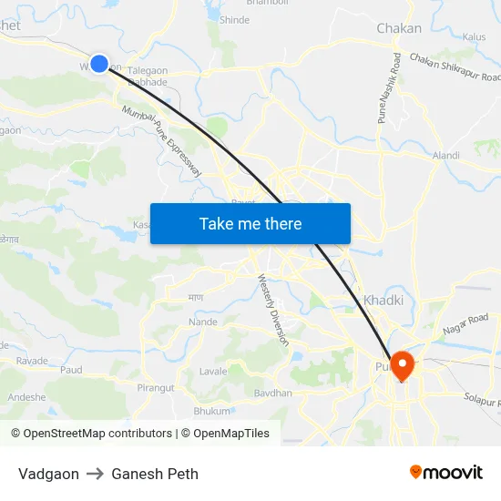 Vadgaon to Ganesh Peth map