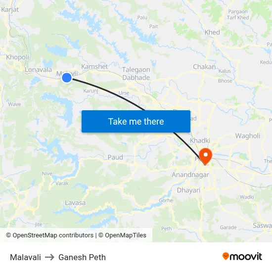 Malavali to Ganesh Peth map