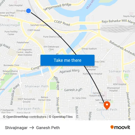 Shivajinagar to Ganesh Peth map
