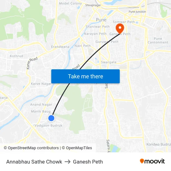 Annabhau Sathe Chowk to Ganesh Peth map