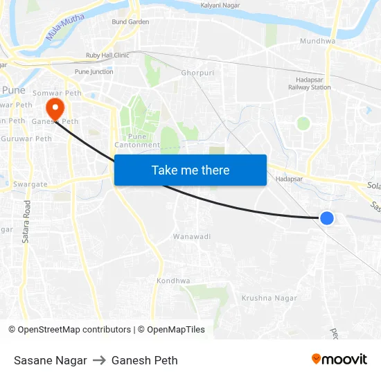Sasane Nagar to Ganesh Peth map
