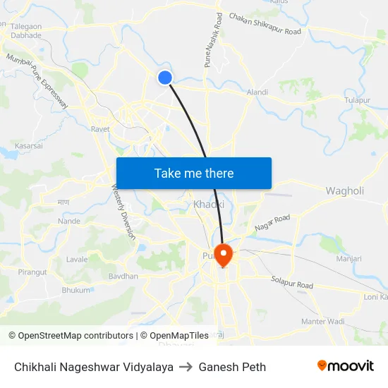 Chikhali Nageshwar Vidyalaya to Ganesh Peth map