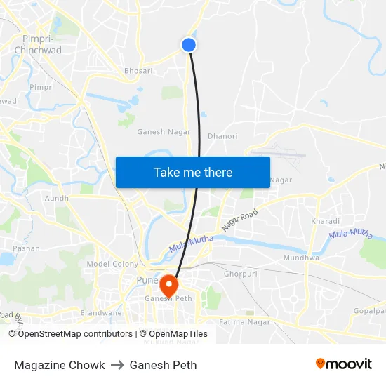 Magazine Chowk to Ganesh Peth map