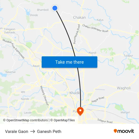 Varale Gaon to Ganesh Peth map