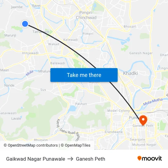 Gaikwad Nagar Punawale to Ganesh Peth map