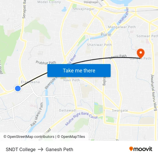 SNDT College to Ganesh Peth map