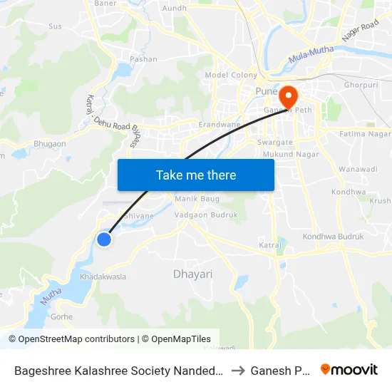 Bageshree Kalashree Society Nanded City to Ganesh Peth map