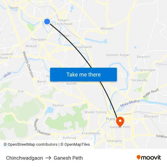Chinchwadgaon to Ganesh Peth map