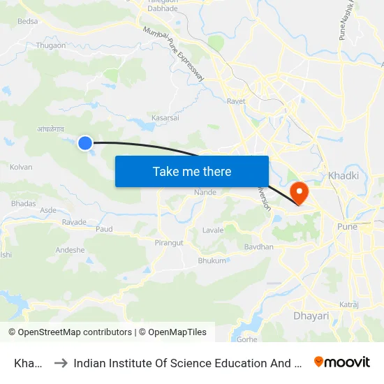 Khamboli to Indian Institute Of Science Education And Research (Iiser), Pune map