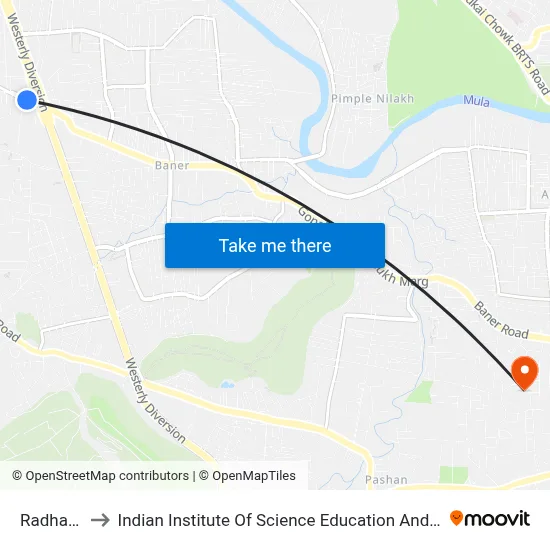 Radha Hotel to Indian Institute Of Science Education And Research (Iiser), Pune map